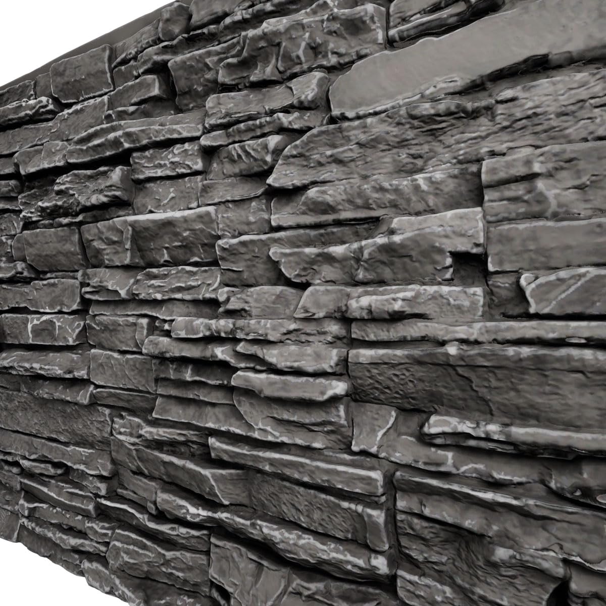EverStone Canyon Ridge Faux Stone Panel, 45 3/4"W x 24 1/2"H x 1 1/4"D, Graphite Color