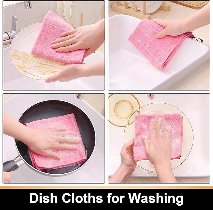 Mordimy 100% Cotton Terrycloth Kitchen Towels and Dishcloths Sets, Soft and