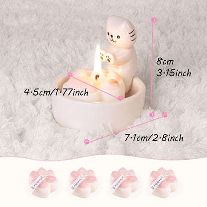 ProNature Cat Candle Holder, Ceramic Candlestick for Cute Candles - Ideal Gift for Cat Lovers, Women on Birthday or Housewarming, Perfect for Cozy Home Decor in Bedroom & Living Room