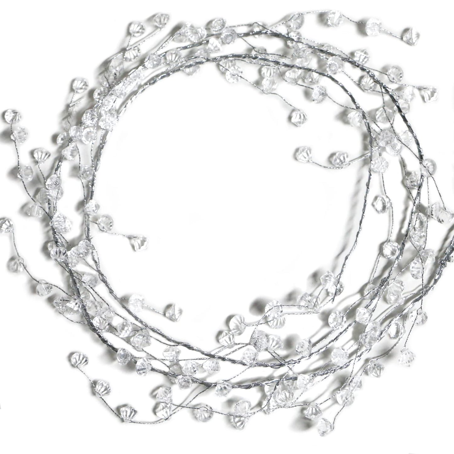 Jishi Christmas Garland 20 FT Crystal Diamond Ice Wire Clear Bead Garland for Christmas Tree Decorations Indoor Winter Wonderland Home Decor for Living Room Bedroom Fireplace Mantle Mantel, Wreath DIY