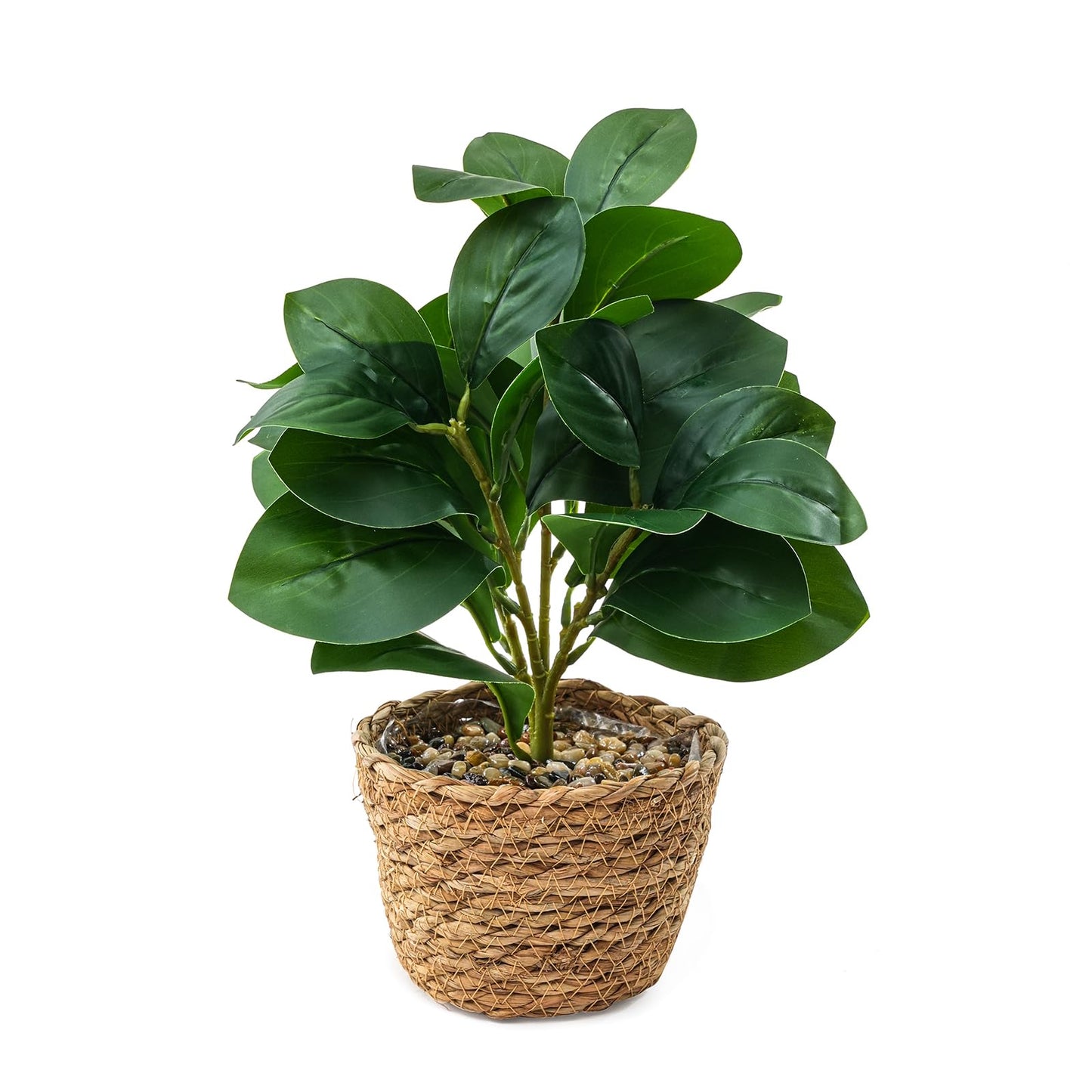 Ewtogift Fake Eucalyptus Plants 14.5 Inches Tall Artificial Eucalyptus Indoor Plants with Green Lifelike Leaves in Black Gray Pot for Home House Outdoor Decor Porch Pots Planter Decorations (Plant A)