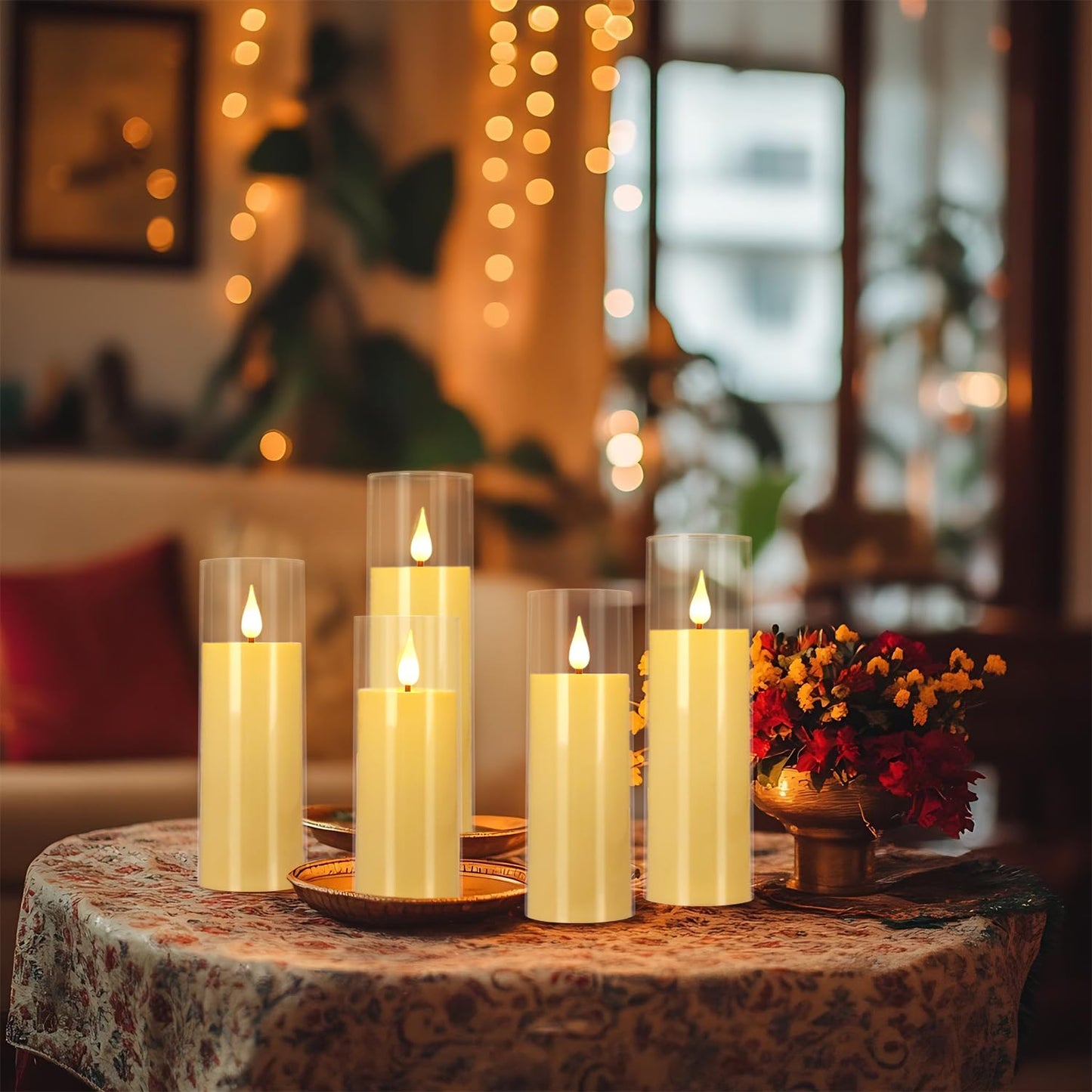 fclayvts 24 Packs of Acrylic LED Candles, Flickering Flameless Candles Battery Operated with Remote Dimmed and Timed, 3D Wick Candles for Home Decor,Wedding,Gift，Parties and Festivals. (3 Size)