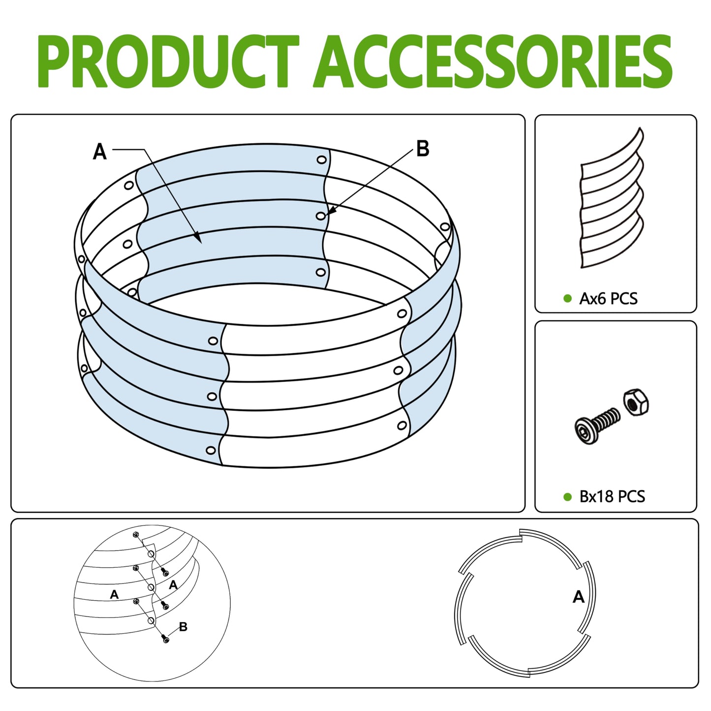 Henshwon 2PCS 3x3x1ft Galvanized Raised Garden Bed Kit-Round Garden Bed Outdoor Planter Box for Vegetables,Flowers,Herbs,Easy Assembly,Silver