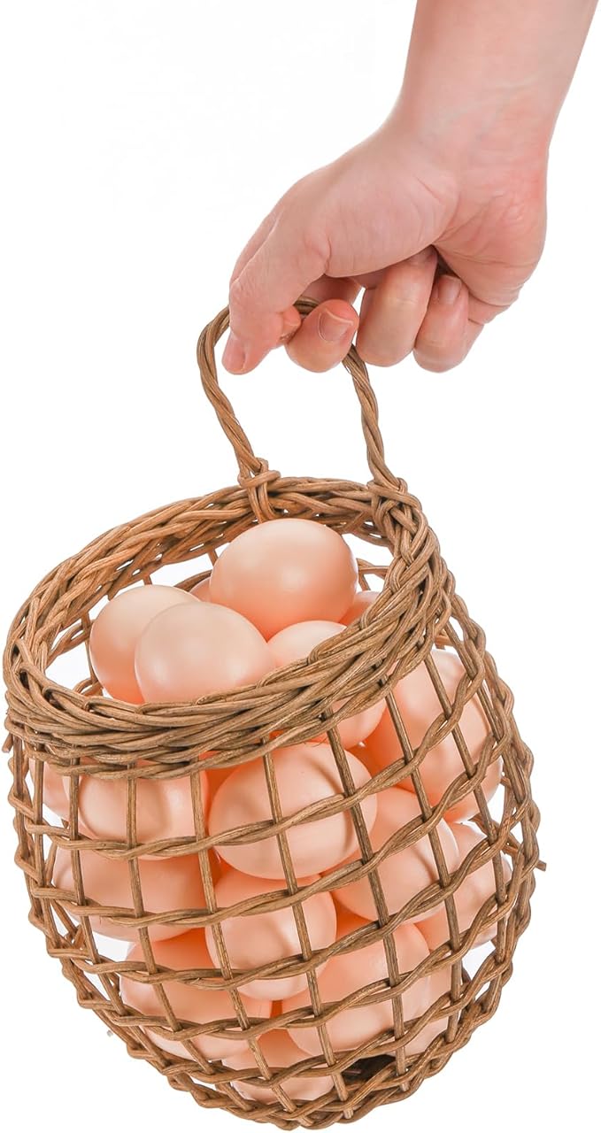 Elsjoy Set of 2 Hanging Onion Basket, Wall Mount Small Wicker Baskets