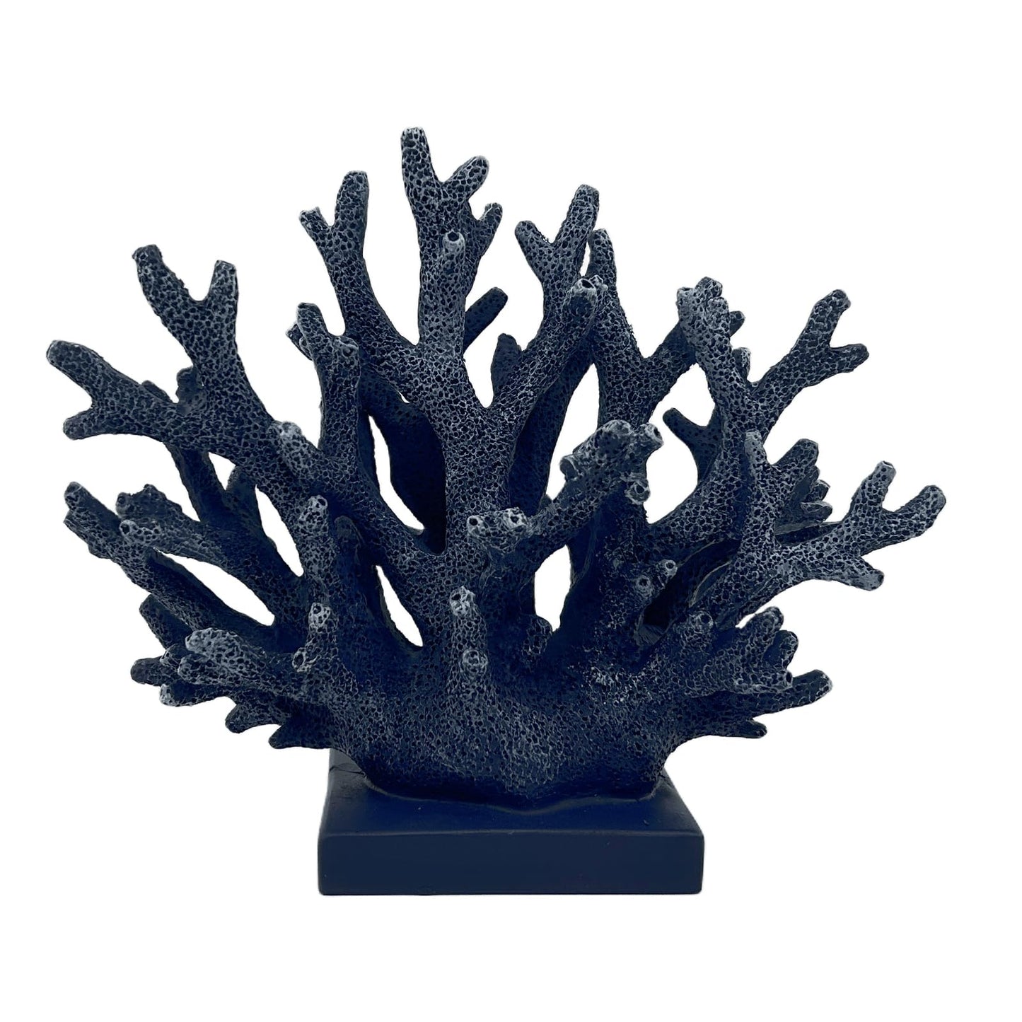 Elegondrar 5.8" H Dark Blue Coral Decor - Resin Coral Statue, Nautical Decor for Home, Bedroom, Bathroom, Living Room, Ocean Themed Cabinet Shelf Tabletop Decoration