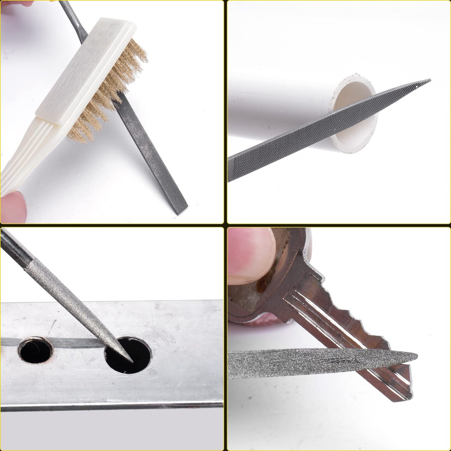 Topec 15PCS Small File Set, Needle Diamond Files, Jewlers Files & Steel Files with Metal Brush and Storage Bag, for Precision Metal File Work, Wood, Jewelry, DIY Carving Tool