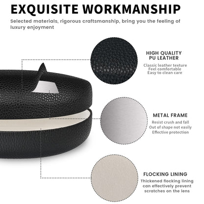 molshine Hard Shell Sunglasses Case,Classic Large Glasses Case for Sunglass,Eyeglasses with Cleaning Cloth,Pocket (Black)