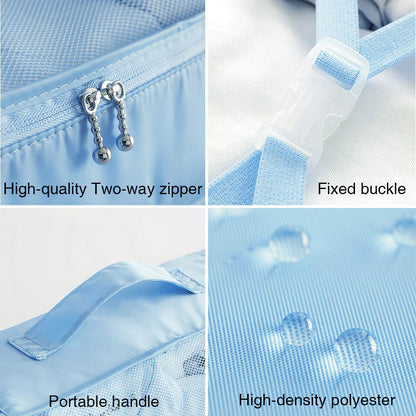 Travel Packing Cubes 8 Pcs Set, Luggage Packing Organizers with Shoe Bag and Toiletry Bag(Light Blue)