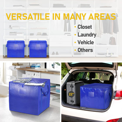 TICONN 2 Pack Extra Large Moving Bags with Zippers & Carrying Handles, Heavy-Duty Storage Tote Moving Boxes for Space Saving (2 PK, 45 Gallon)