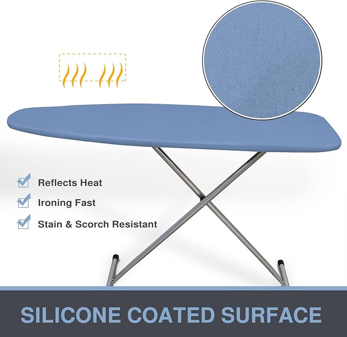 Ironing Board Cover and Pad 18x54, Thick Padding, Elastic Edge, Silicone Coated