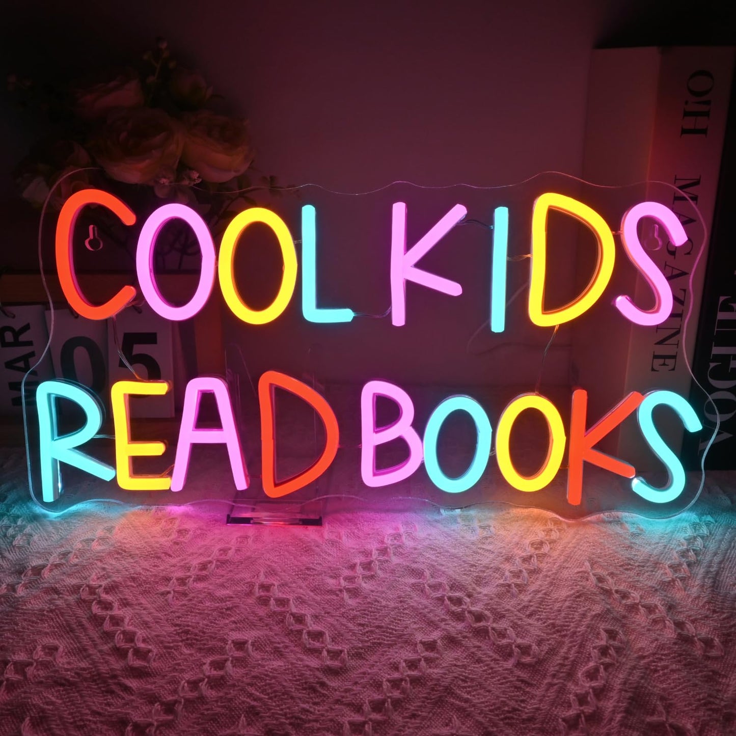 VVYXX Cool Kids Read Books Neon Sign Reading Corner for Kids Neon Signs for Wall Decor LED Light Library Classroom Book Club Christmas Gift for Teens