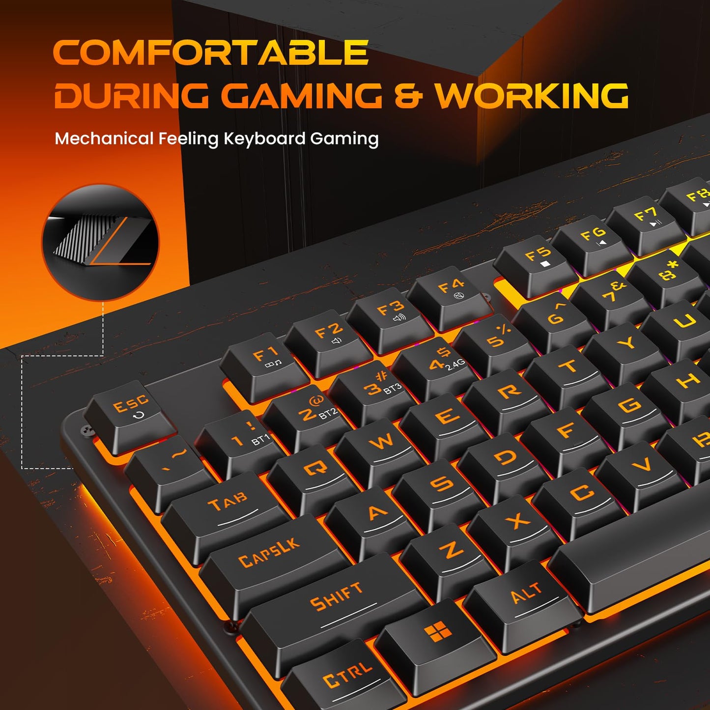 Redragon K521KS Wireless Gaming Keyboard, Tri-Mode BT/2.4G/USB-C RGB Mechanical Feeling Keyboard with Multimedia Keys, 4000mAh Battery, Anti-Ghosting, Compatible with PC - Upgrade