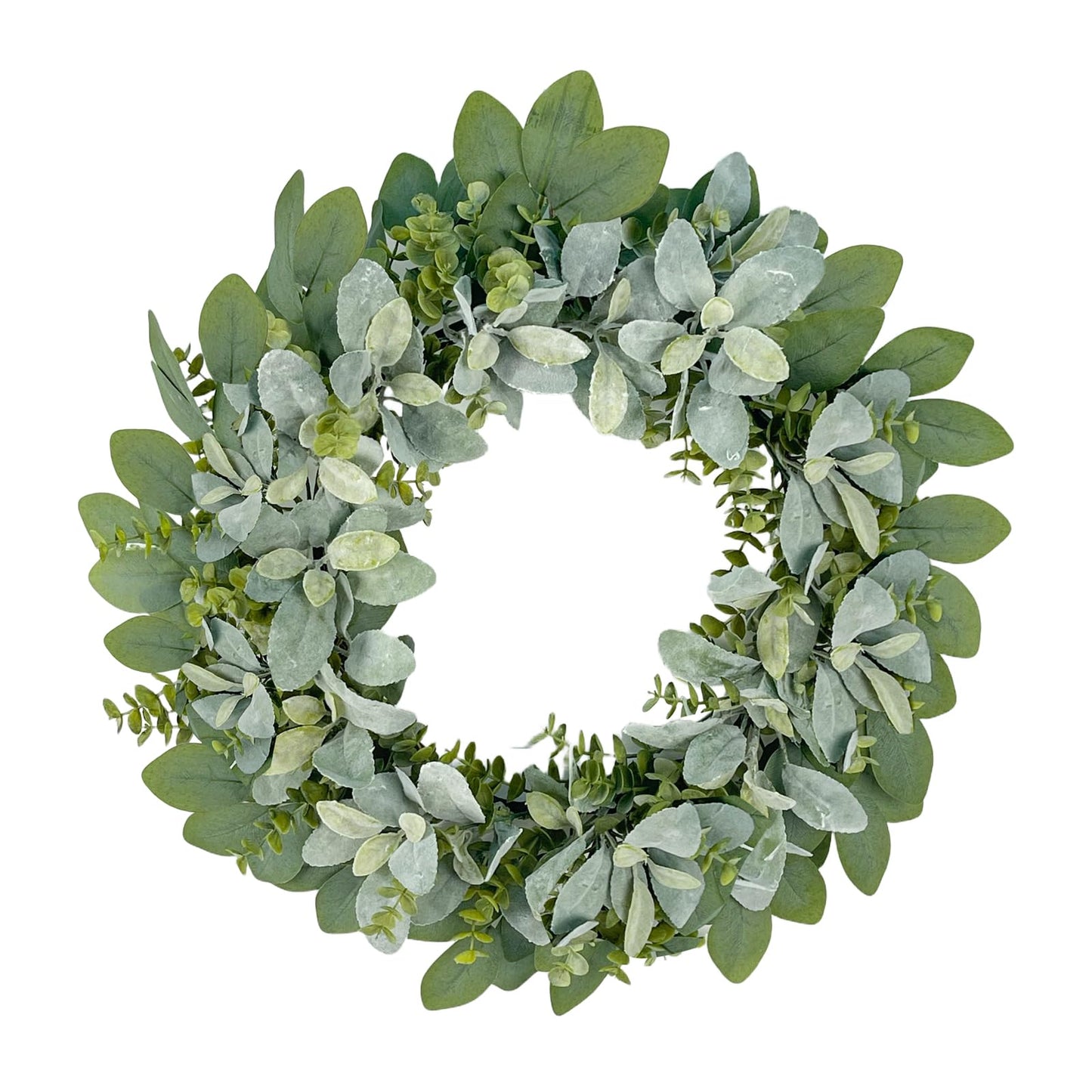 GOVIRAYE 24 Inch Flocked Lambs Ear Wreath for Front Door Outside, All Season Winter Farmhouse Door Wreath, Cozy Rustic Wall & Outdoor Decor