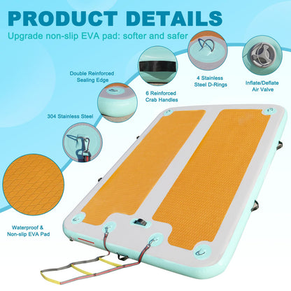 AWSUM Inflatable Floating Dock, 8ft/10ft Non-Slip EVA Inflatable Swim Platform Dock for Lake, Inflatable Water Mat Floating Island Raft for Pool Beach Ocean