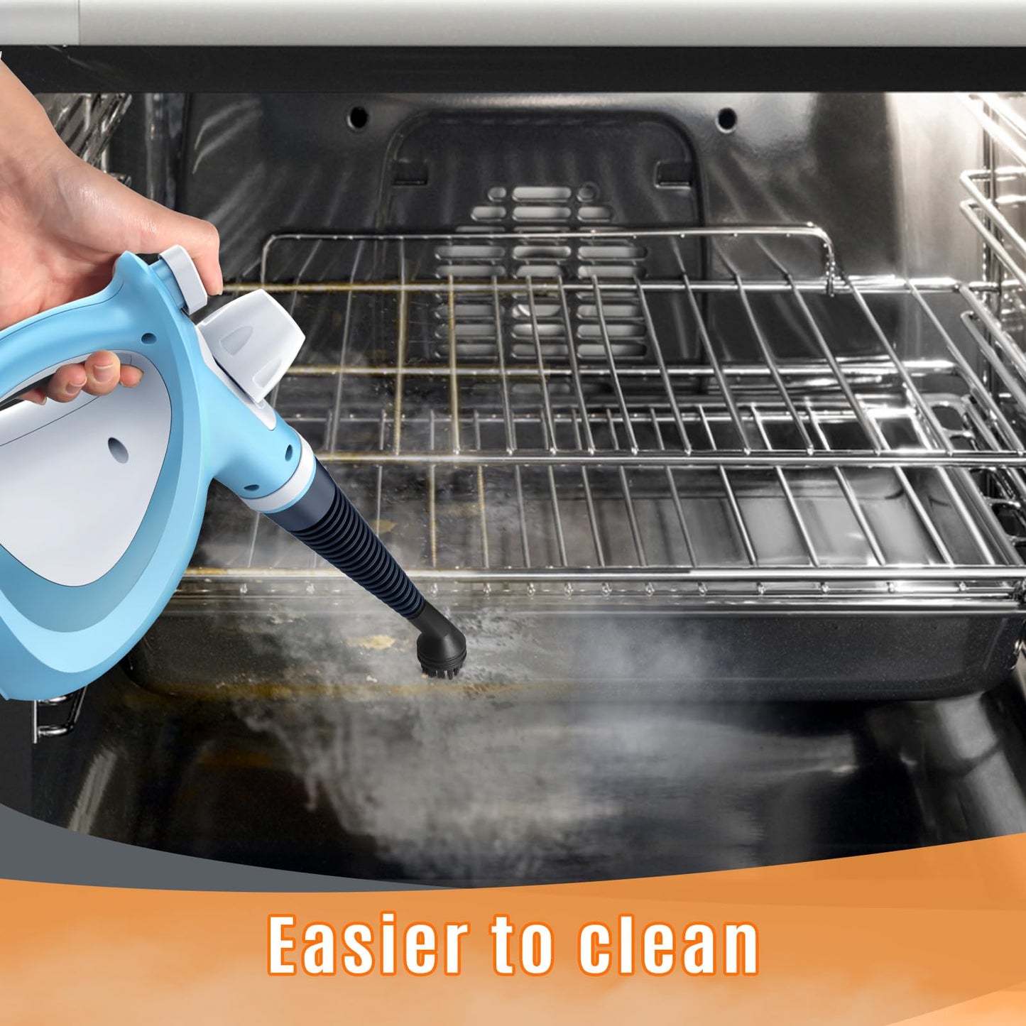Pressurized Handheld Multi-Surface Natural Steam Cleaner with 12 pcs Accessories, Multi-Purpose Steamer for Home Use, Steamer for Cleaning Floor, Upholstery, Grout and Car (Grey)