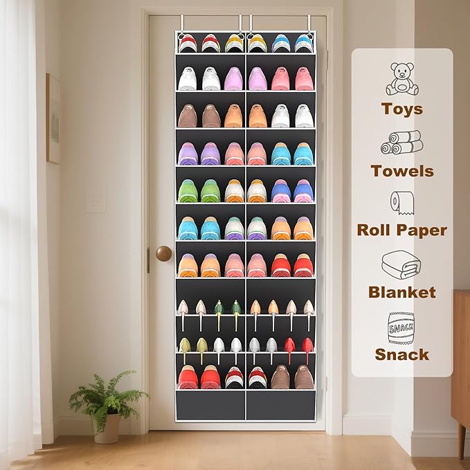 20-30 Pairs Over the Door Shoe Organizer, 10-Tier Door Shoes Rack, Handing