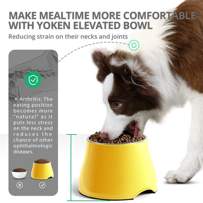 yoken Elevated Dog Bowls,[Prevention of Vertebrae Disease][Super Non-Slip]Dog Bowl with Stainless Steel Bowl,High Capacity Dog Food Bowls,Colorful Raised Dog Bowls for Medium/Small Size Dogs