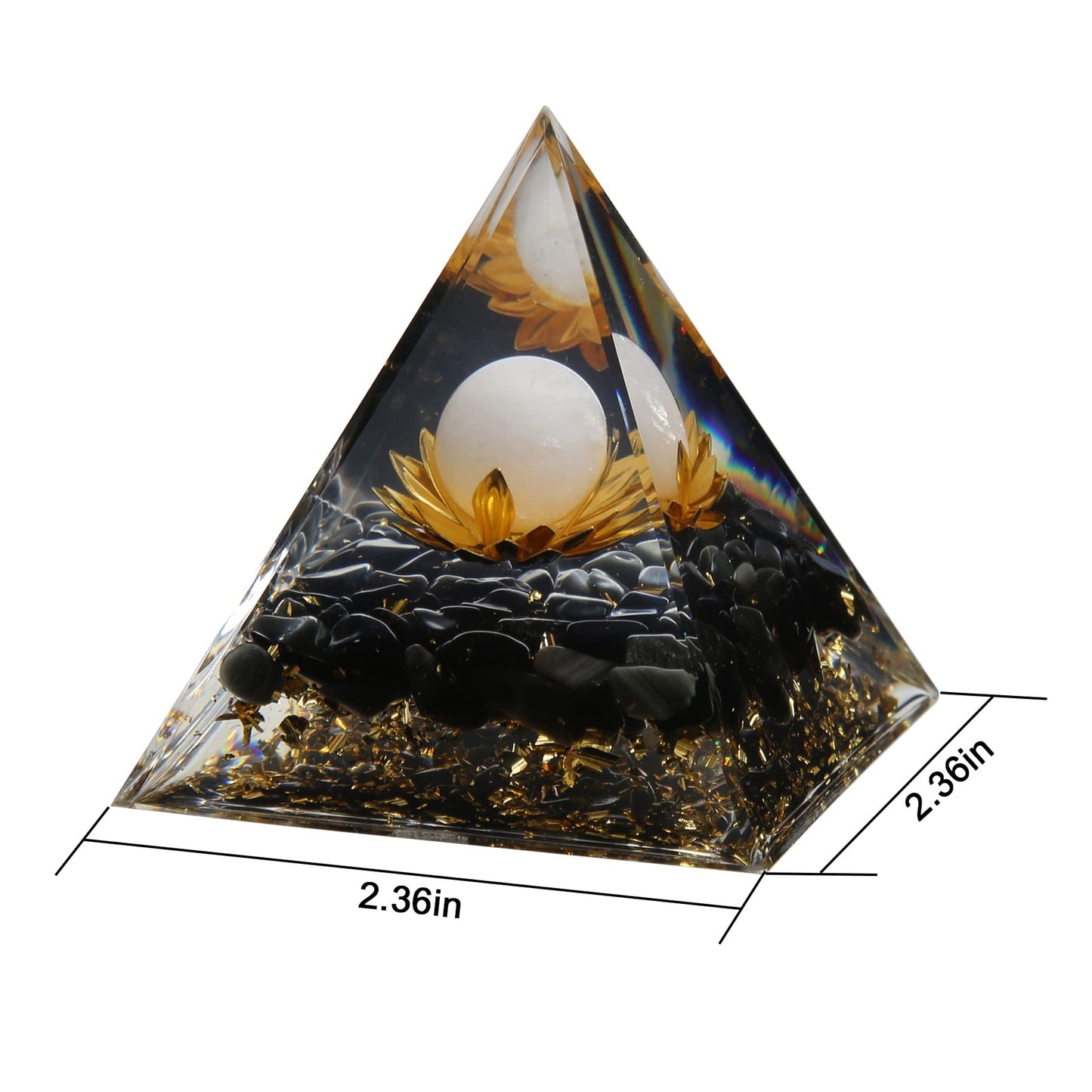 Orgone Pyramid - Positive Energy Source for Meditation, Stress Relief, Wealth Attraction | Crystal Pyramid Orgonite with Protection Crystals | Ideal Energy Generator & Stylish Room Decor