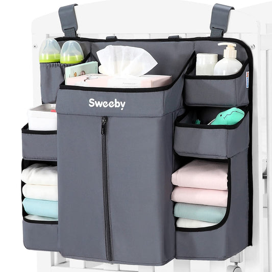 Sweeby Diaper Organizer for Changing Table and Crib - Nursery Diaper Stacker Hanging Caddy for Baby Essentials