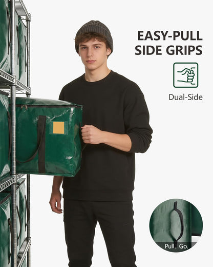DAYSEON Heavy Duty Moving Bags Extra Large, Premium Storage Bags with Durable Zippers, Reinforced Handles, Moving Supplies for Clothes, Bedding, College Dorm Essentials, 8 Pack Green