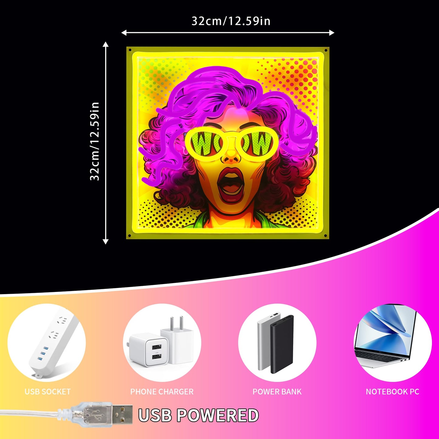 ENUOLI Purple Hair Pretty Girl Neon Sign,UV Print LED Light Sign Dimmable Cool Women Lady Neon Lights for Bedroom,Home Wall Decor LED Signs for Christmas Birthday Party Girls Stylish Gifts