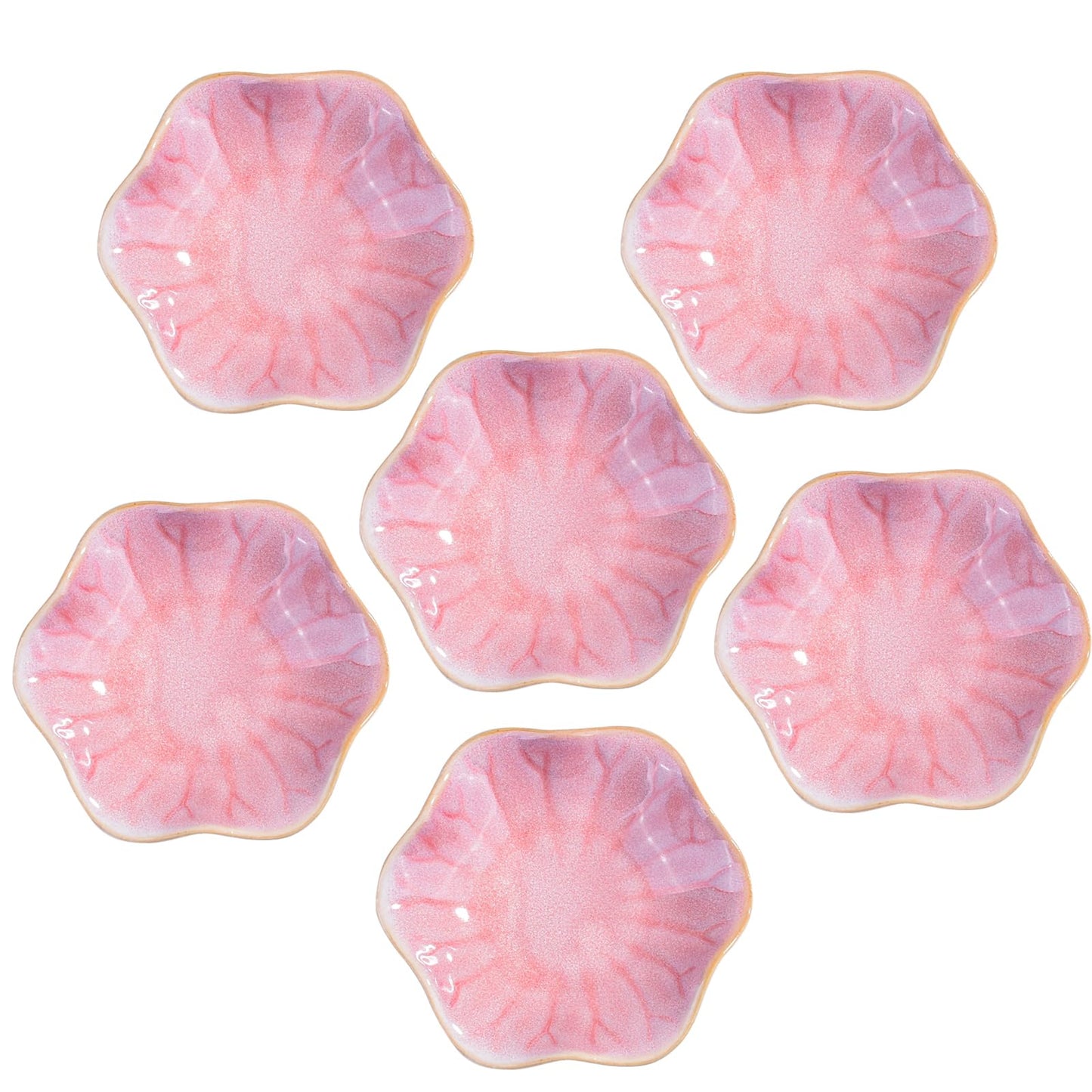 Whitenesser Pink Ceramic Dipping Bowls Set of 6, 4.25-Inch Small Sauce Dishes, Nordic Style Pastel Pink Prep Bowls for Condiments, Sushi, and Soy Sauce, Modern Decorative Mini Ramekins for Kitchen