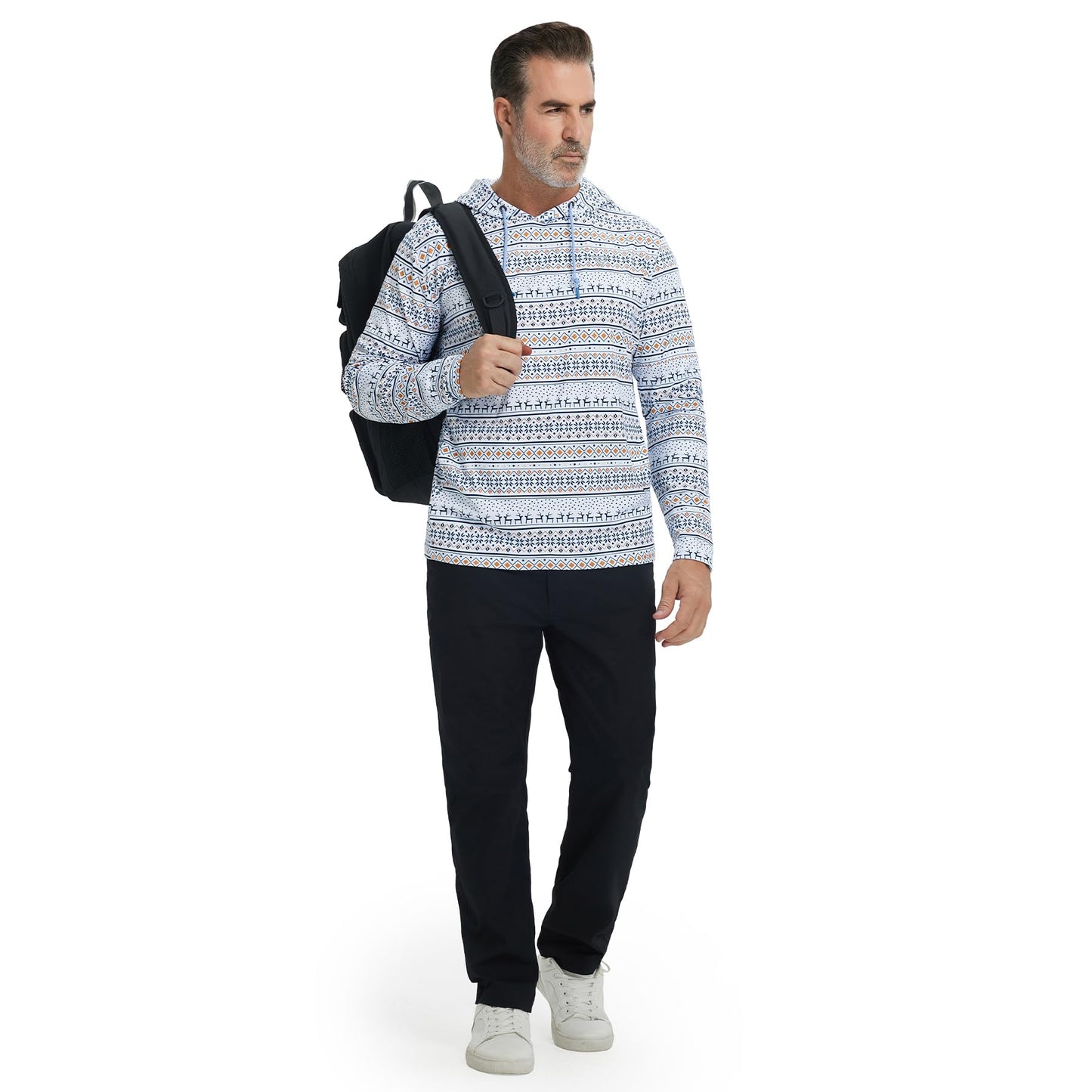 M MAELREG Men's Hoodies Printing Mid-Weight Performance Brushed Hooded Sweatshirt for Mens Pullover with Pockets