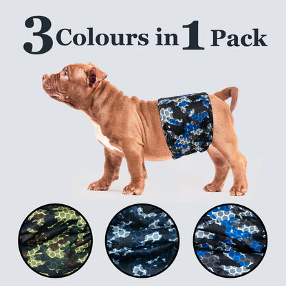 Dono Washable Male Dog Nappies, Super Absorbing Male Dog Belly Band Pack of 3, Sanitary Pants Dog Wraps for Small Medium Large Dogs XL(Army,XL)