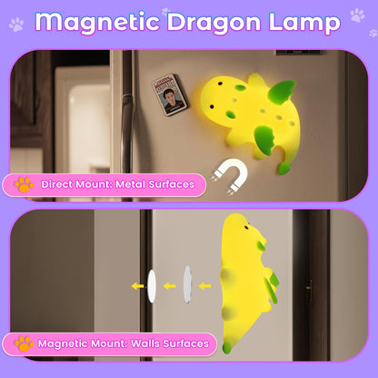 AVEKI Lime Green Dragon Night Light, Cute Baby Dragon Lamp Gifts for Boys and Girls, 10 Modes Touch Dimmable Kids Nightlight, Rechargeable Baby Light for Nursery, Portable Moving Kids Lamp