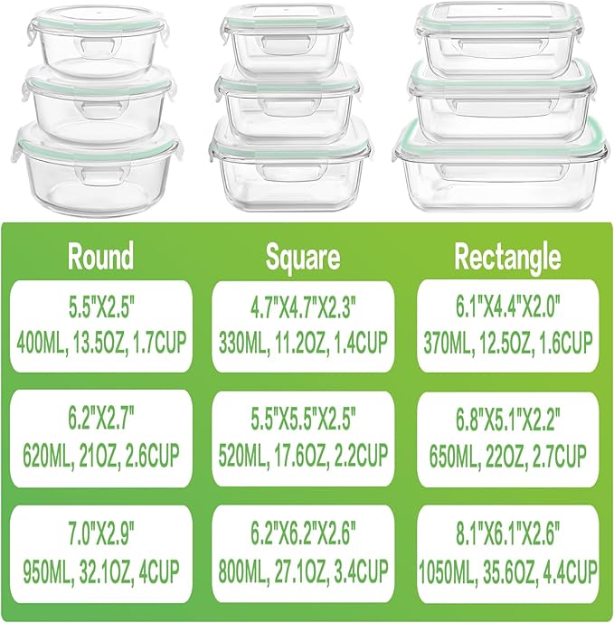 HOMBERKING Glass Food Storage Containers