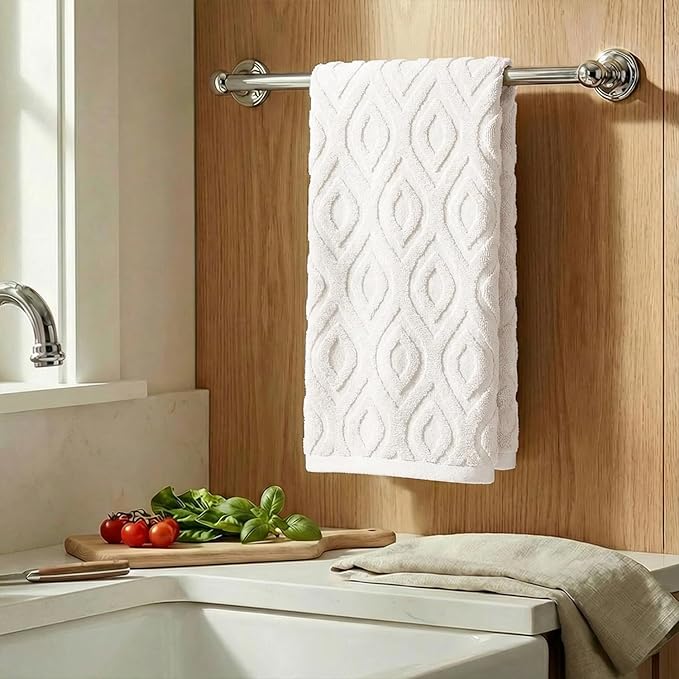 Artoid Mode 1 Pc White 3D Diamond Grid Jacquard Hand Towels