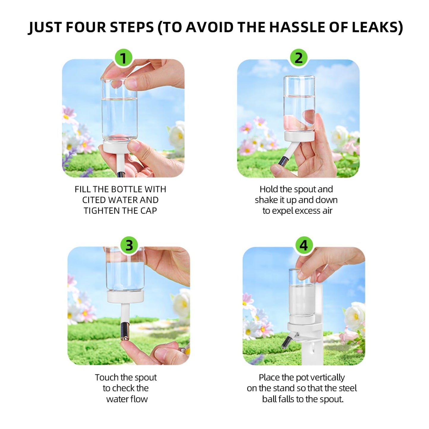 Marchul Hamster Water Bottle for Glass Tank, Guinea Pig Water Bottle with Stand/Holder Adjustable, No Drip Small Animal Water Bottles for Hamsters Leak-Proof (White, 120ml)