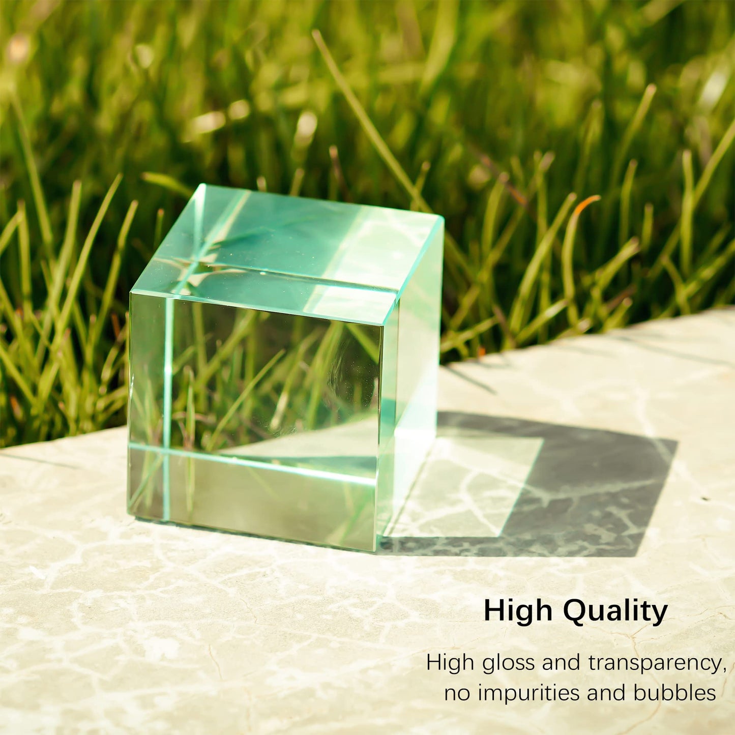 QFkris K9 Crystal Optical Glass Prism Cube Paperweight Ornament Art Glass Figurine Table Home Collectible Decor Photography Accessory (1.5inch,Cyan)