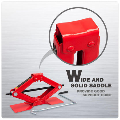 BIG RED T10152 Torin Steel Scissor Lift Jack Car Kit, 1.5 Ton (3,000 lb) Capacity, Red