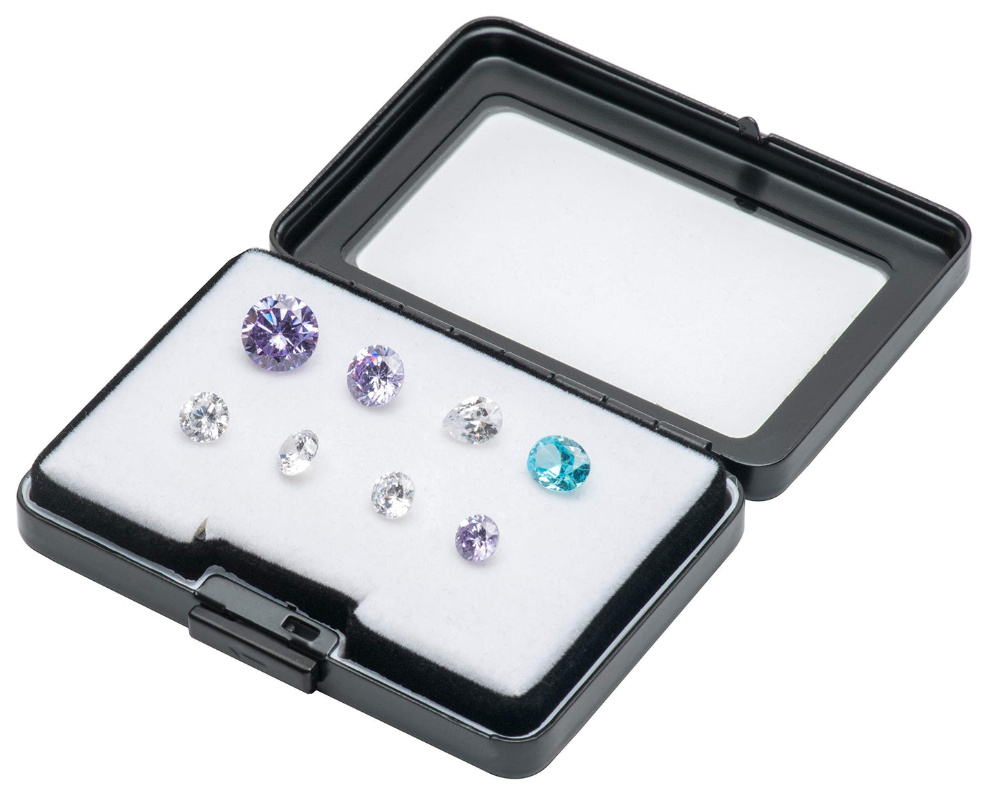 Giftop Glass Top Loose Diamond or Gemstone Display Box Case Holder Show Container Metal (Black Large Rectangle)