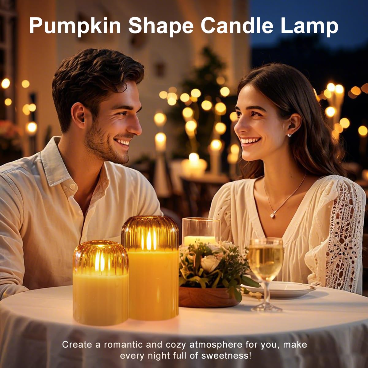 LEDHOLYT Rechargeable Jar Flameless Candle, Flashing LED Pillar Christmas Candle with Remote Control and Timer, Gold Pumpkin Glass Electronic Candles for Room Decoration, 1 Set of 3