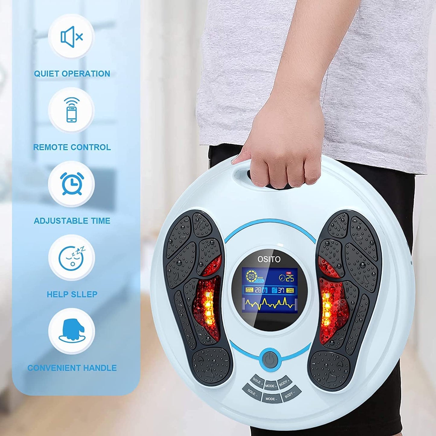 Foot Circulation Plus (FSA or HSA Eligible) - Medic Foot Massager Machine with TENS Unit, EMS (Electrical Muscles Stimulator) Feet Legs Health for Neuropathy, Diabetes, Relieve Pains and Cramps, RLS