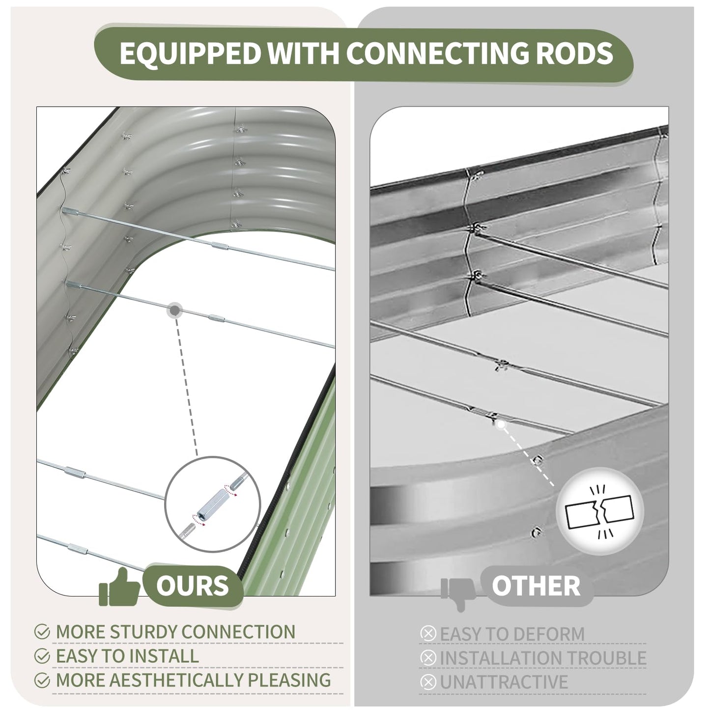 Permade Galvanized Raised Garden Bed Outdoor- 2 Pcs Raised Beds for Gardening| Metal Planter Box, Steel Raised Garden Bed Kit with Gloves for Vegetables, Flower, Herbs (6x2x1.4FT, Green)