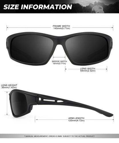 QALLY Polarized-Sunglasses-Men Sports Mens-Sunglasses: Sun-Glasses with UV400 Protection for Driving Golf Fishing Running