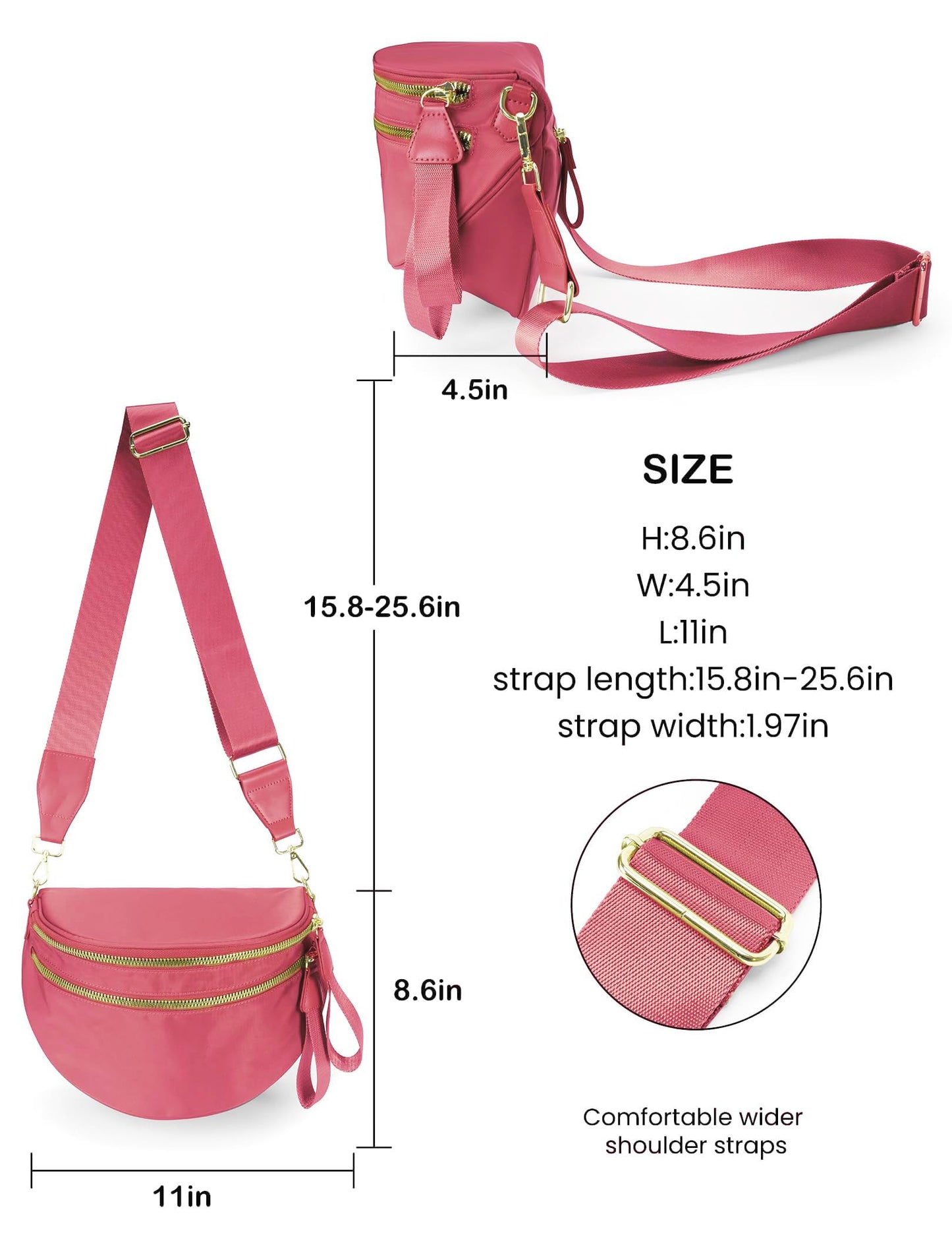 Spacious Nylon Crossbody Bag Bum Bag Handbags Wallets Purses Trendy Shoulder Bag for Women