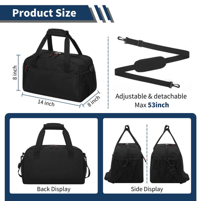 THSOGO Small Gym Bag with Wet Pocket - 14 inch Mini Duffle Bag for Men & Women Lightweight Carry On Bag for Travel Sport - Black