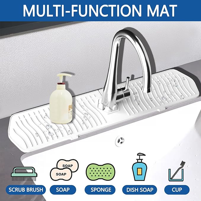 Kitchen Sink Splash Guard-24 x 5.8'' Ultrathin Silicone Sink Mat Splash Guard