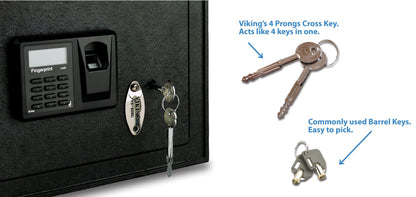 Viking Security Safe VS-14BL - Heavy Duty Top Opening Drawer Safe, Biometric Fingerprint Digital Safe Box with 500 DPI Sensor, Anti-Pry Steel Security Safe for Home, Small Safe for Valuables Storage