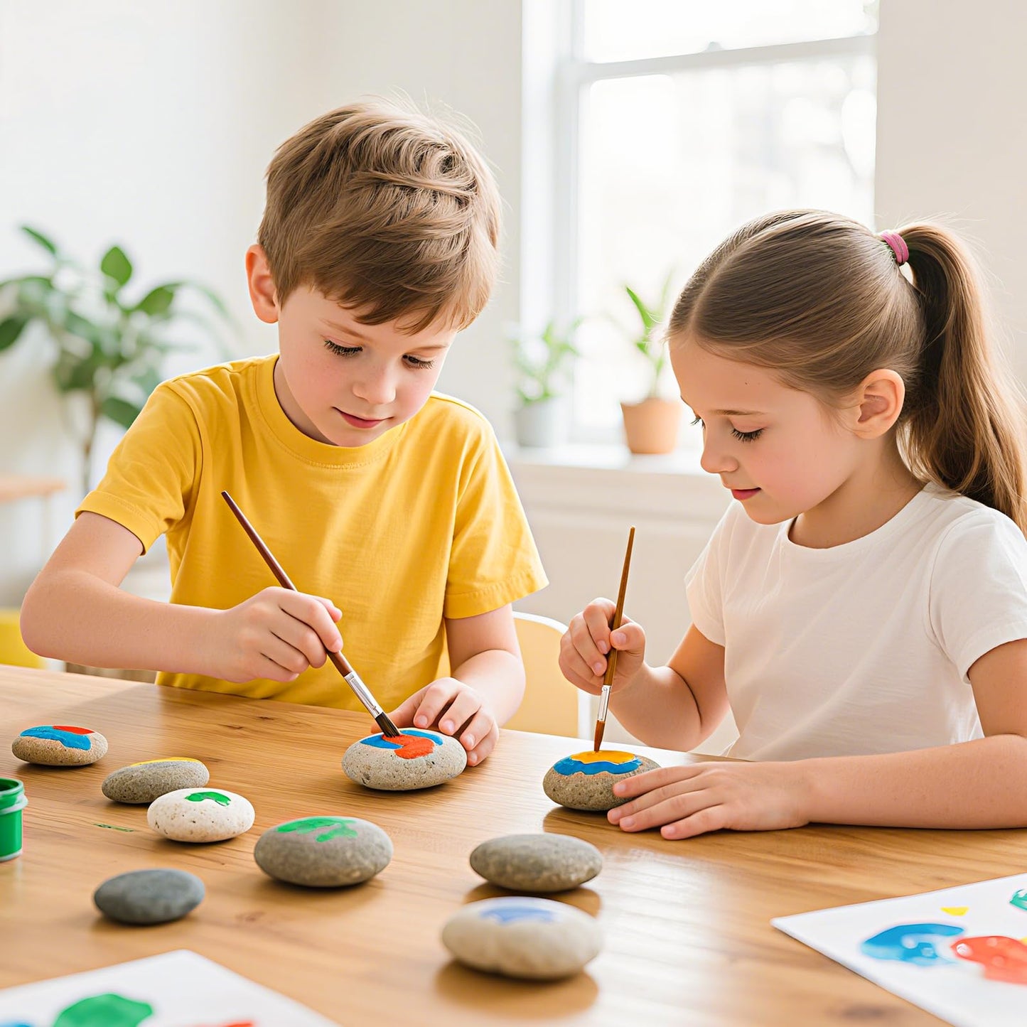 Simetufy 30 River Rocks for Painting 1.2-3.5 inch, Natural Stones, Smooth & Flat for Crafts, Kindness & Garden Art