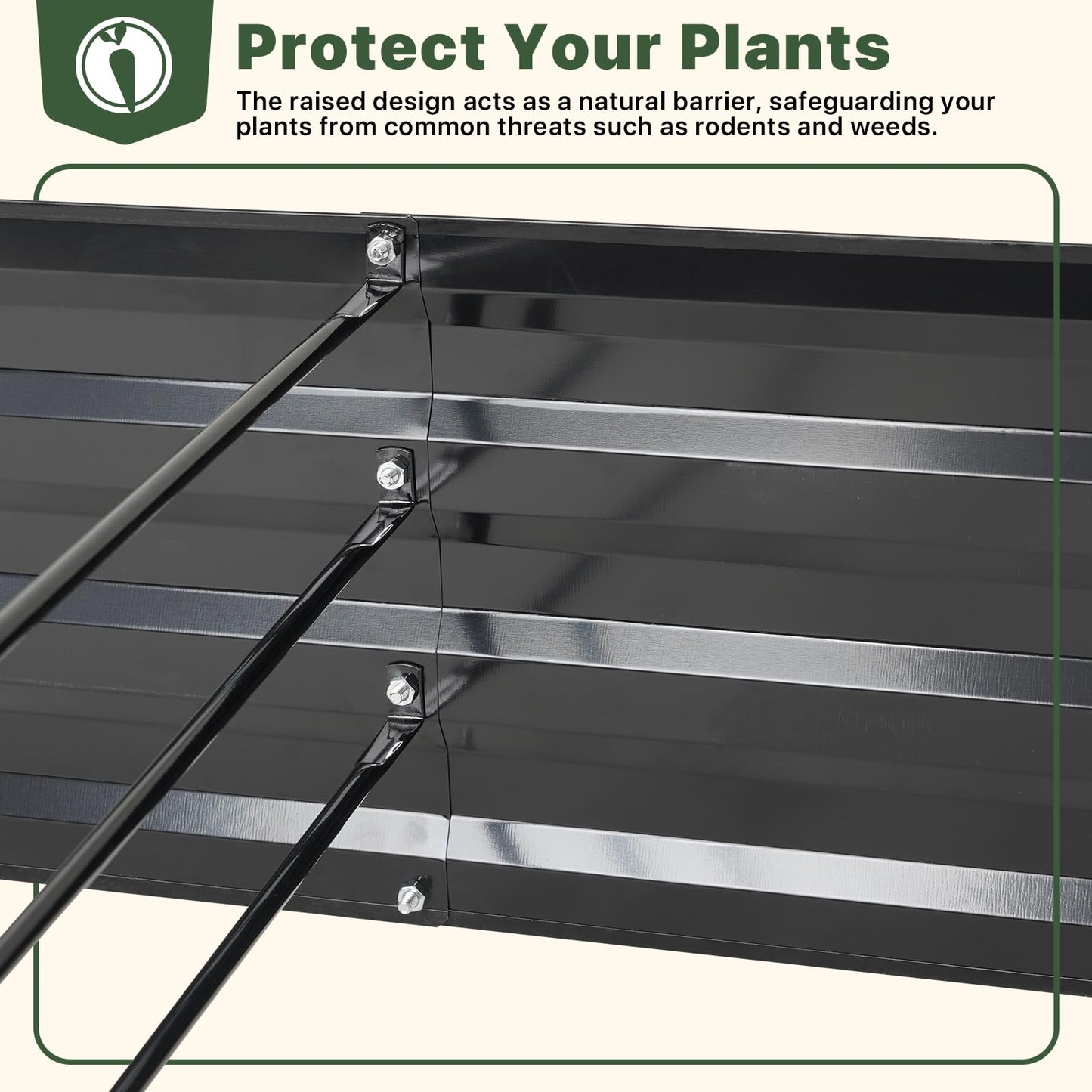 DTIG Galvanized Raised Garden Bed with Trellis, 6×3×1 FT 2 Pack Outdoor Garden Bed, Upgraded 4×3 Support, Black