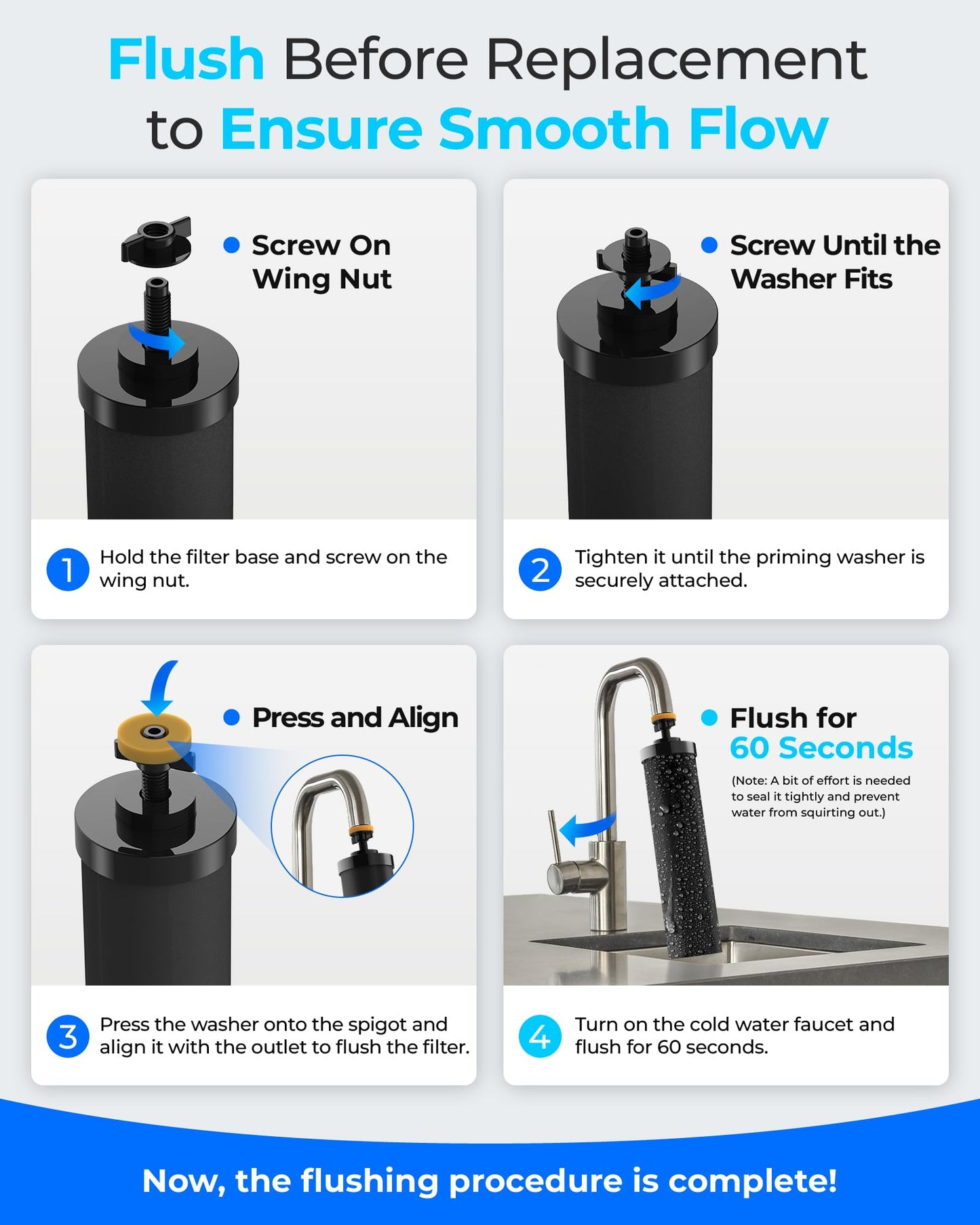 Waterdrop Gravity-fed Water Filter System, Reduces Lead and up to 99% of Chlorine, NSF/ANSI 42&372 Standard, with 2 Black Carbon Filters and 2 Alkaline Water Filters