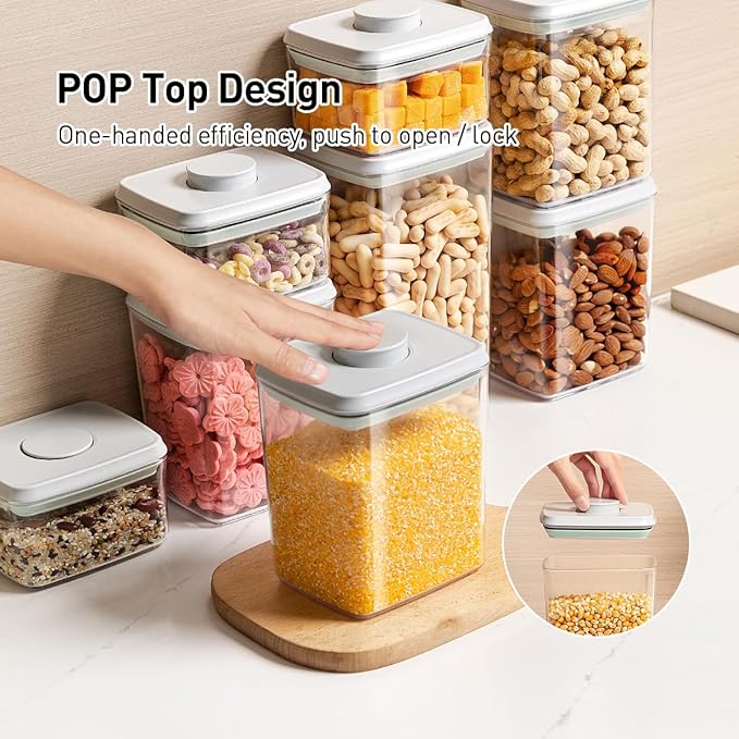 Airtight Food Storage Containers, 1.3Qt 3Pcs Pop Food Containers