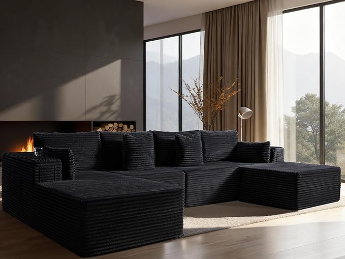 138" Cloud Sectional Couch, Comfort U Shaped Boneless Couch