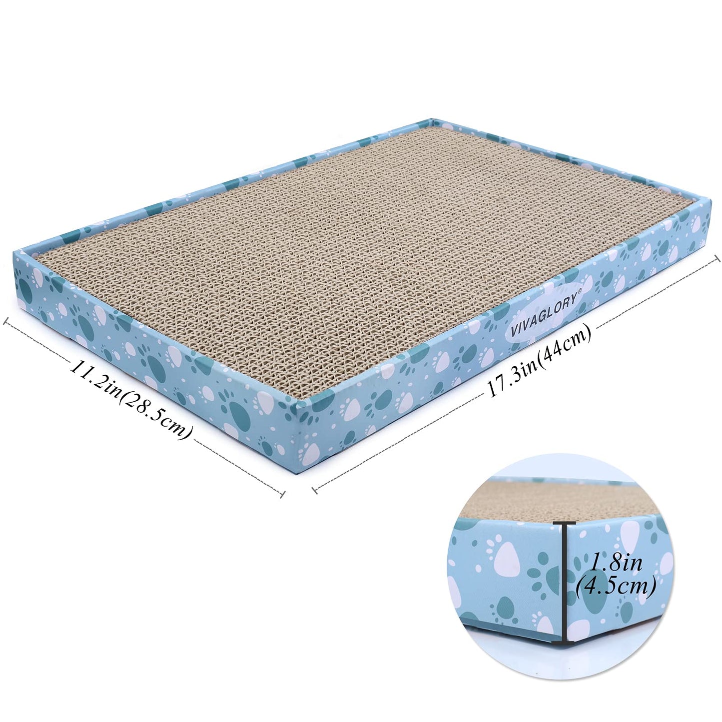 VIVAGLORY Cat Scratcher, Scratching Pads With Box, Reversible Board for Indoor Cats Kitty, Cardboard Scratcher, Catnip Included, 1 Pack, Extra Wide