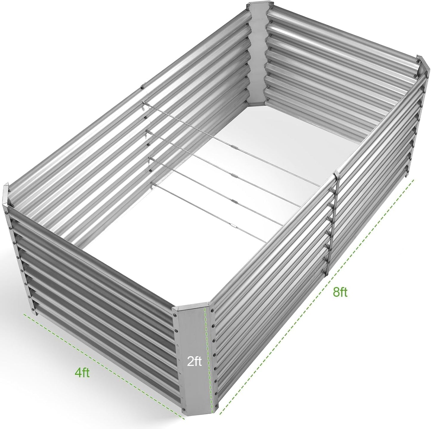 Land Guard 2 Pack 8×4×2ft Galvanized Raised Garden Bed Kit, Galvanized Planter Raised Garden Boxes Outdoor, Large Metal Raised Garden Beds for Vegetables (Silver)